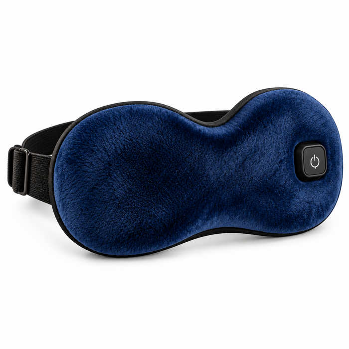 AZZARUS Heated Eye Mask – Cordless Rechargeable Warm Eye Mask, 3 Heat Levels, 15-Min Auto-Off, USB-C, Soft Velvet, Adjustable Strap, Navy