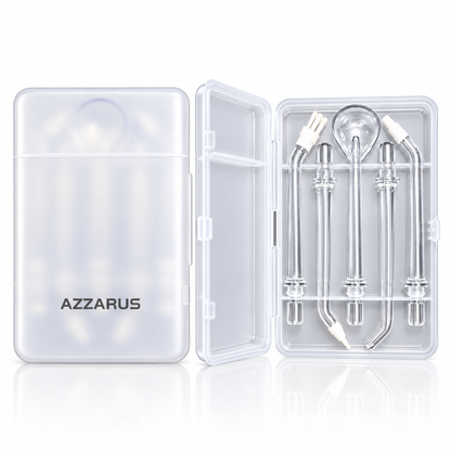 AZZARUS set of five water flosser replacement tips with travel storage case