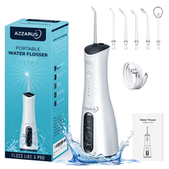 Cordless Water Flosser for Braces – Portable Oral Irrigator, Rechargeable Dental Water Pick, 4 Modes, 300ml Tank – AZZARUS