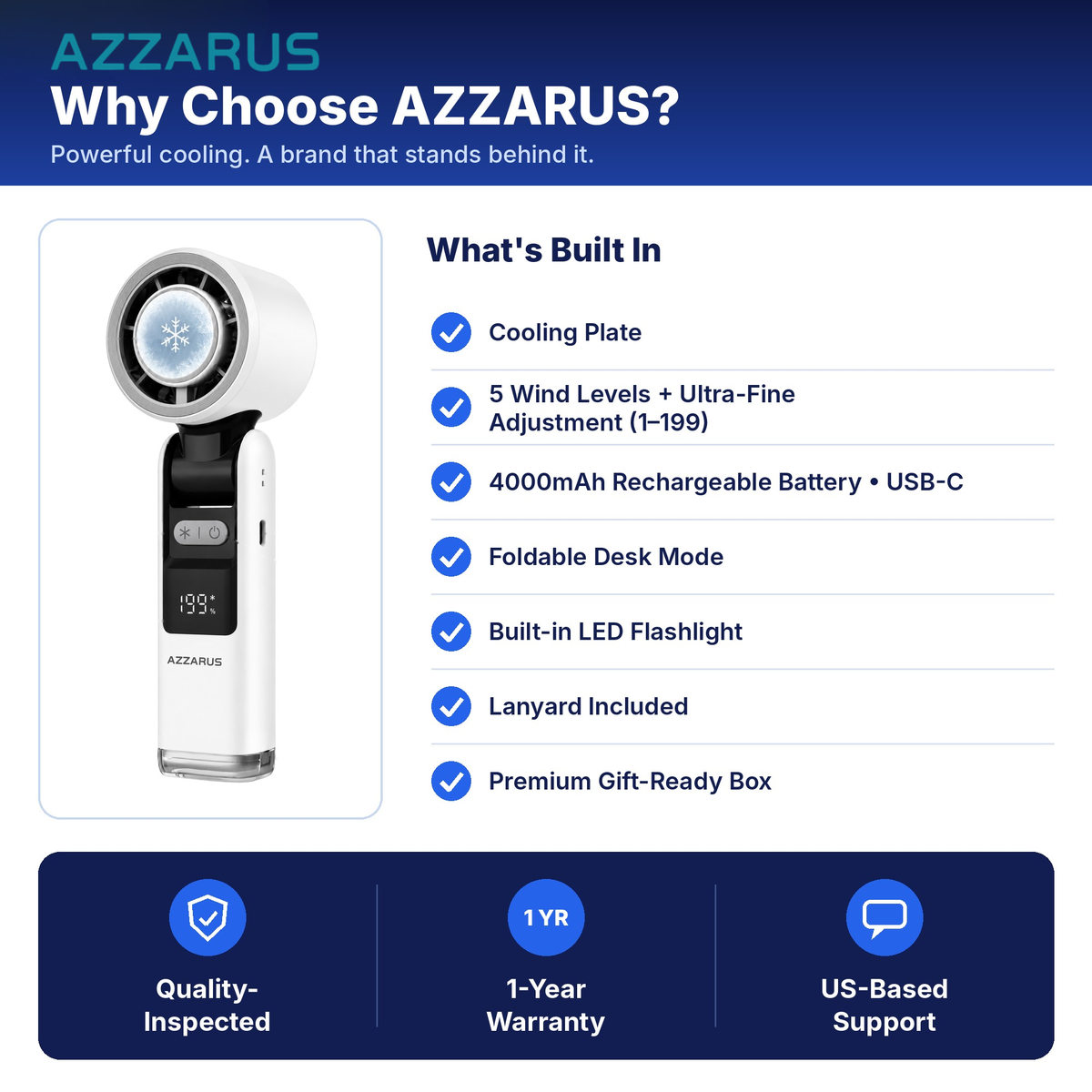 Why buy the AZZARUS Turbo Handheld Fan