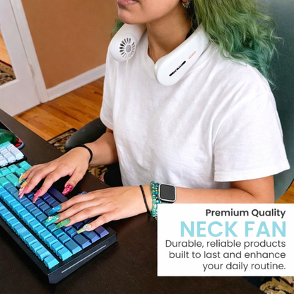AZZARUS Portable Neck Fan – Rechargeable Bladeless Hands-Free Personal Cooling Fan for Travel, Office & Outdoors.