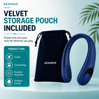 AZZARUS Neck Fan with Digital Display – Rechargeable Bladeless Wearable Fan, 4000mAh Battery, 3 Speeds & USB-C Charging