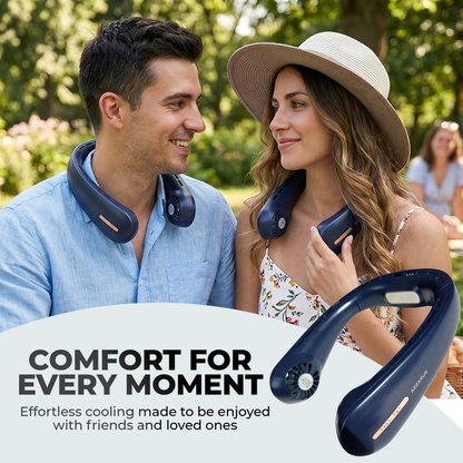 AZZARUS® Bladeless Neck Fan – USB Rechargeable Personal Cooling Fan, 4000mAh Battery, 3 Speeds, 360° Airflow – Available in Blue & White