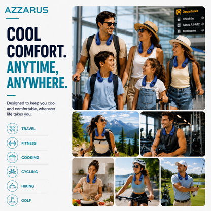 AZZARUS Neck Fan with Digital Display – Rechargeable Bladeless Wearable Fan, 4000mAh Battery, 3 Speeds & USB-C Charging