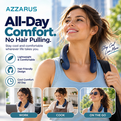 Navy AZZARUS Digital Neck Fan – lightweight all-day comfort