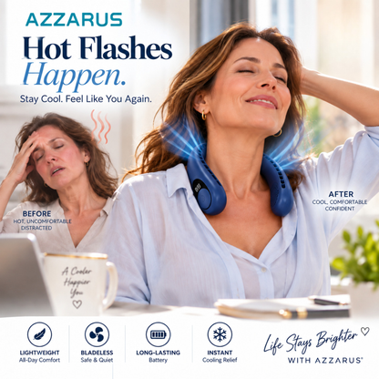 Navy AZZARUS Digital Neck Fan – everyday essential lifestyle image