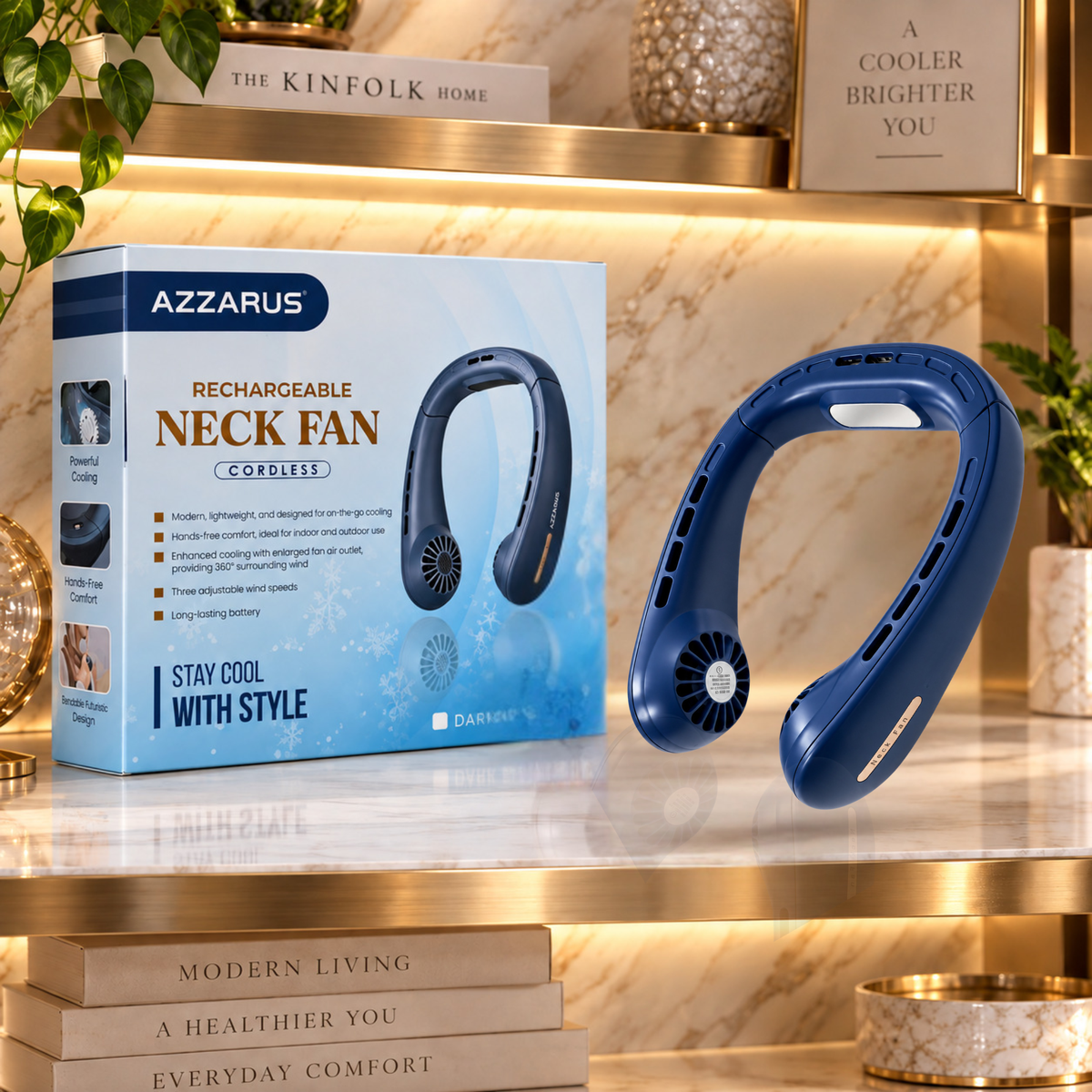 Blue AZZARUS Classic Neck Fan lifestyle image