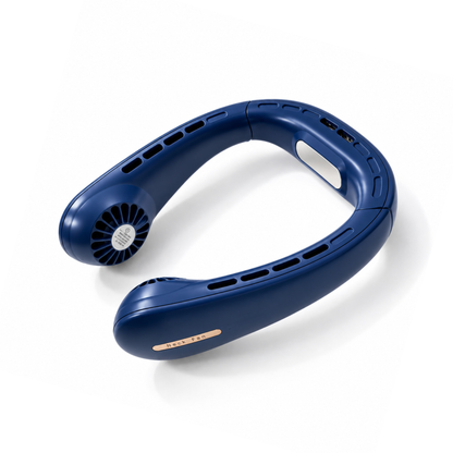 Blue AZZARUS Classic Neck Fan, bladeless wearable fan, front view