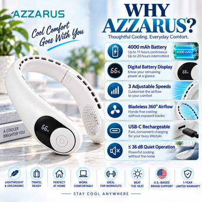 White AZZARUS Digital Neck Fan – why choose AZZARUS