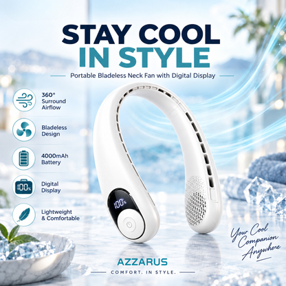 White AZZARUS Digital Neck Fan – product overview