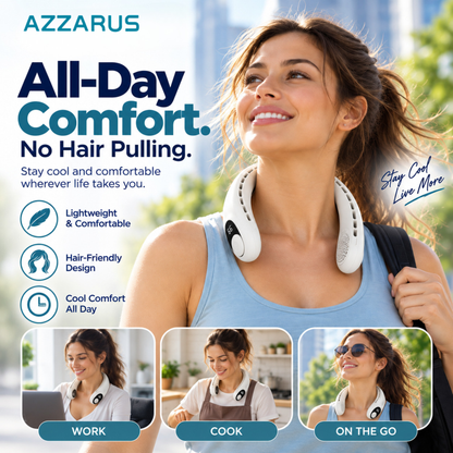 White AZZARUS Digital Neck Fan – lightweight all-day comfort