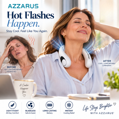White AZZARUS Digital Neck Fan – everyday essential lifestyle image