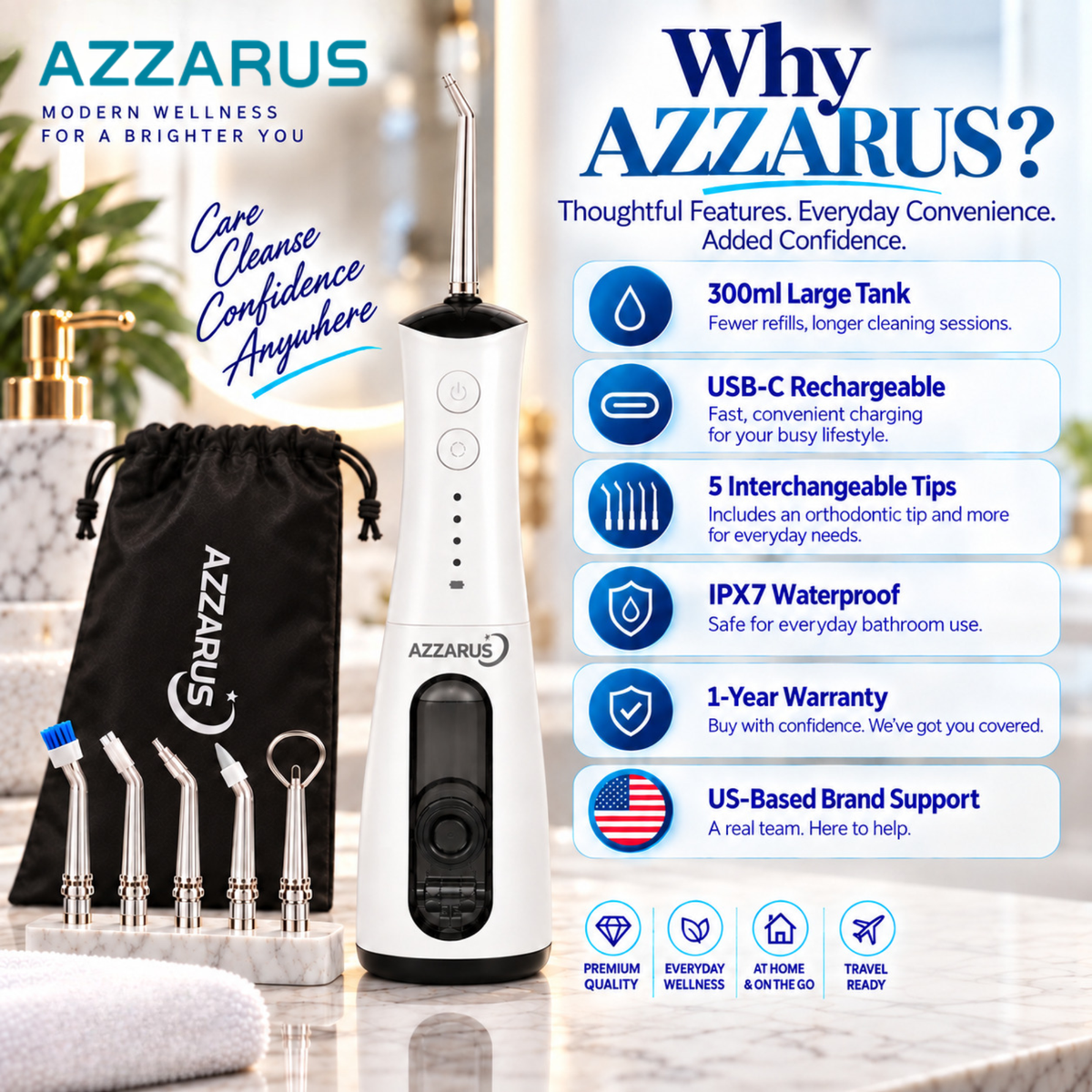 Why choose the AZZARUS Water Flosser