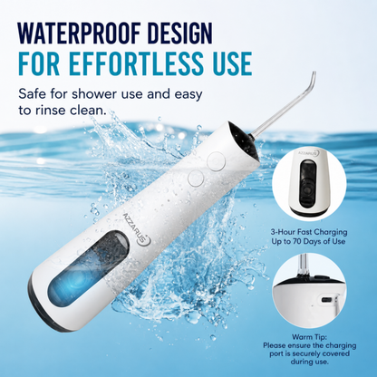 AZZARUS Water Flosser for Braces & Sensitive Gums – Gentle Cordless 300ml