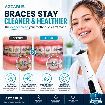 AZZARUS Portable Water Flosser – Cordless Rechargeable Oral Irrigator, 300ml