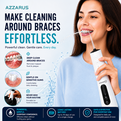 AZZARUS Portable Water Flosser – Cordless Rechargeable Oral Irrigator, 300ml