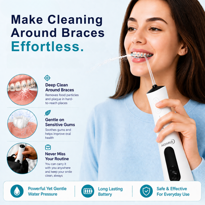 AZZARUS Water Flosser for Braces & Sensitive Gums – Gentle Cordless 300ml