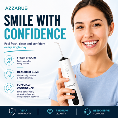 AZZARUS Portable Water Flosser – Cordless Rechargeable Oral Irrigator, 300ml