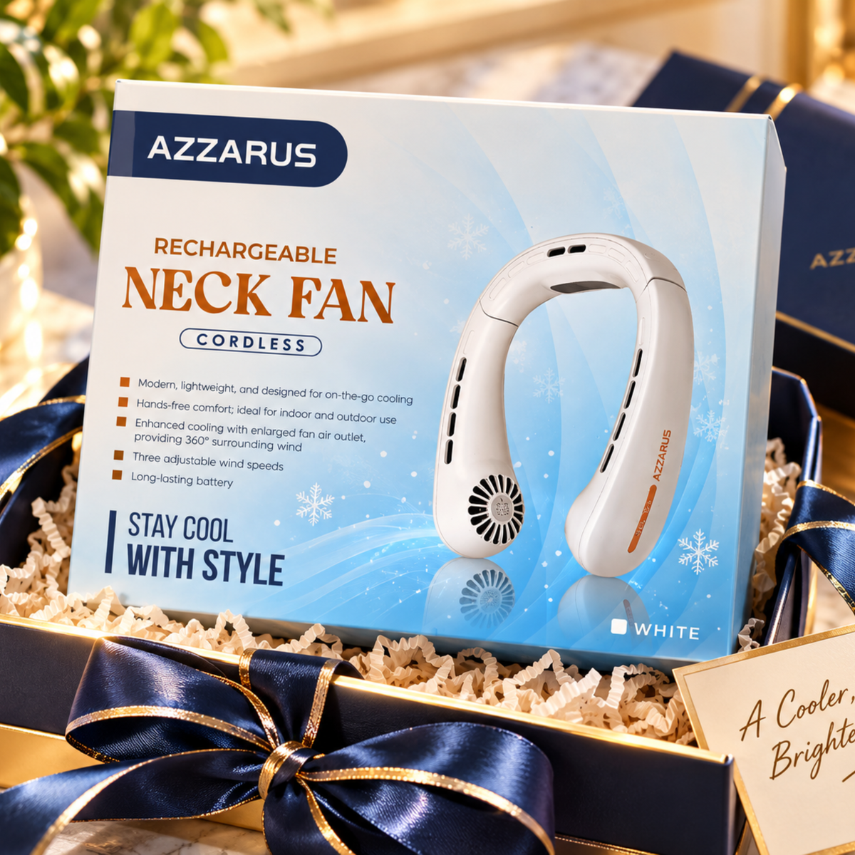 White AZZARUS Classic Neck Fan gift idea
