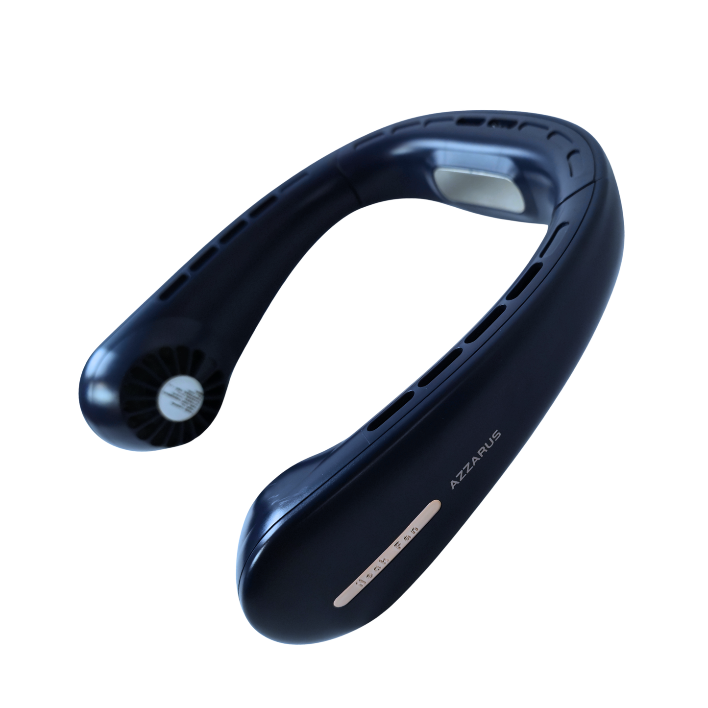AZZARUS rechargeable bladeless neck fan lightweight portable hands-free cooling device in blue