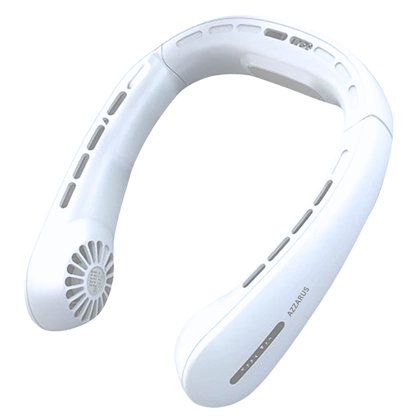 AZZARUS portable rechargeable neck fan with bladeless hands-free cooling design