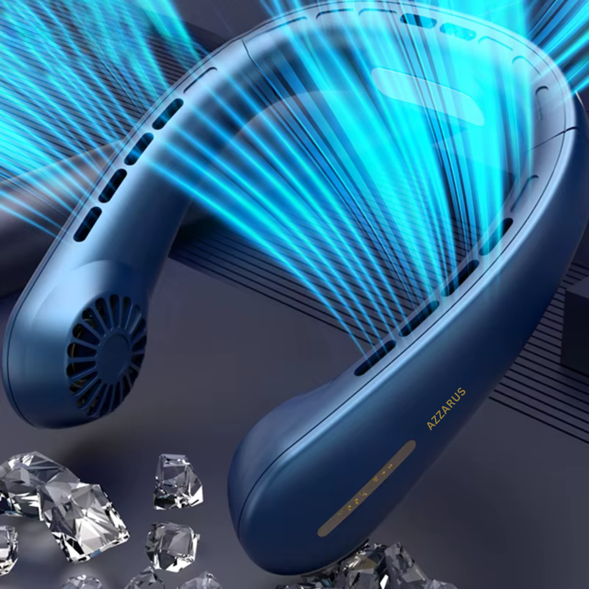AZZARUS rechargeable bladeless neck fan with 360 degree airflow and enhanced cooling vents