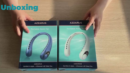 AZZARUS Neck Fan with Digital Display – Rechargeable Bladeless Wearable Fan, 4000mAh Battery, 3 Speeds & USB-C Charging