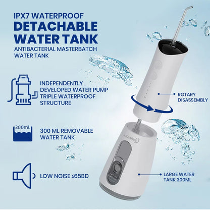 Water Dental Flosser Teeth Pick: Portable Cordless Oral Irrigator 300ML Rechargeable Travel Irrigation Cleaner