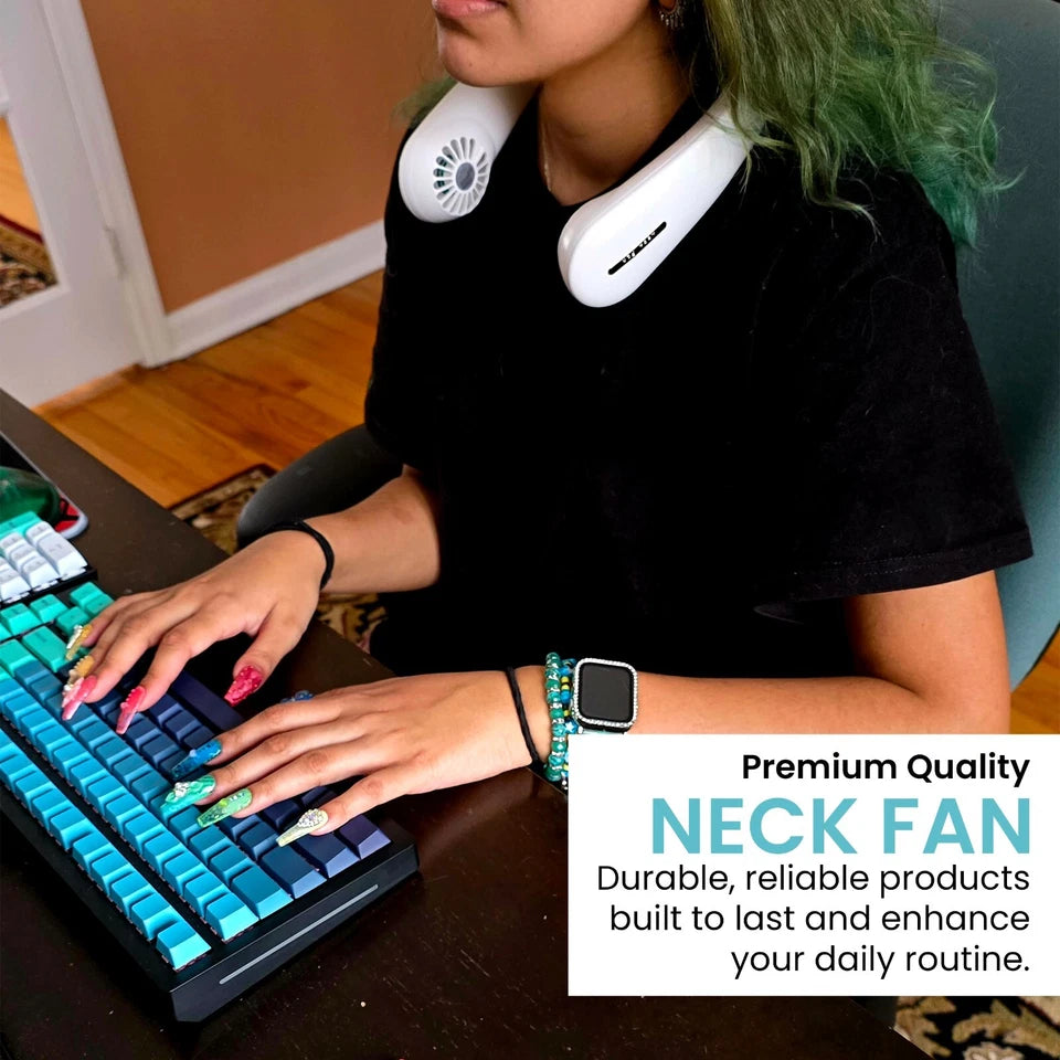 Neck Fan, Hands Free Bladeless Neck Fans Portable Rechargeable, 4800 mAh Battery Operated Wearable Personal Fan