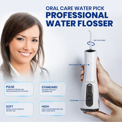 Water Dental Flosser Teeth Pick: Portable Cordless Oral Irrigator 300ML Rechargeable Travel Irrigation Cleaner
