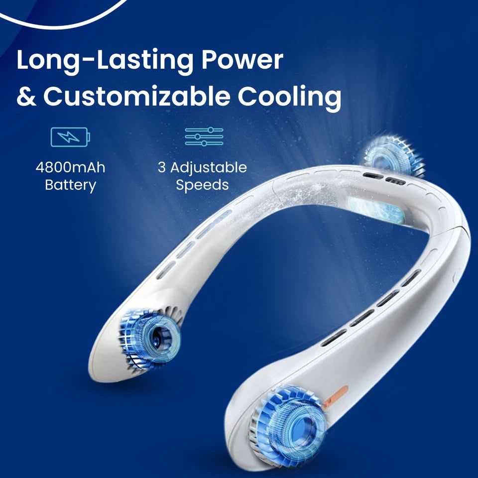 Neck Fan, Hands Free Bladeless Neck Fans Portable Rechargeable, 4800 mAh Battery Operated Wearable Personal Fan