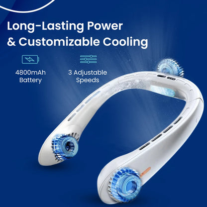 Neck Fan, Hands Free Bladeless Neck Fans Portable Rechargeable, 4800 mAh Battery Operated Wearable Personal Fan